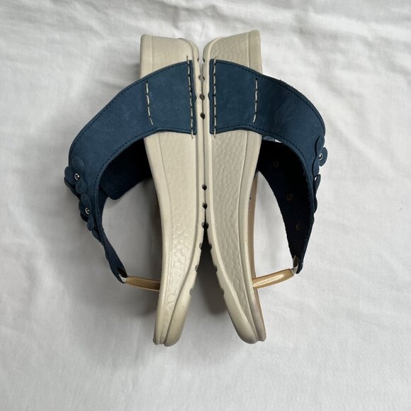 Fly Flot Womens Navy Blue Anatomic Sandals Size 9 Leather Upper - Picture 7 of 8